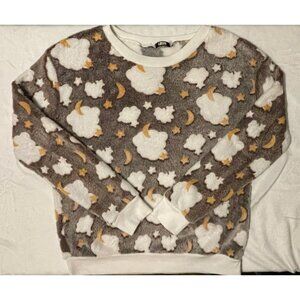 Fluffy Fleece Cloud & Moon Pattern Sweatshirt